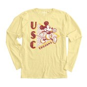 USC Trojans Men's Disney Yellow Popped Out Mickey Dyed Ringspun Long Sleeve T-Shirt